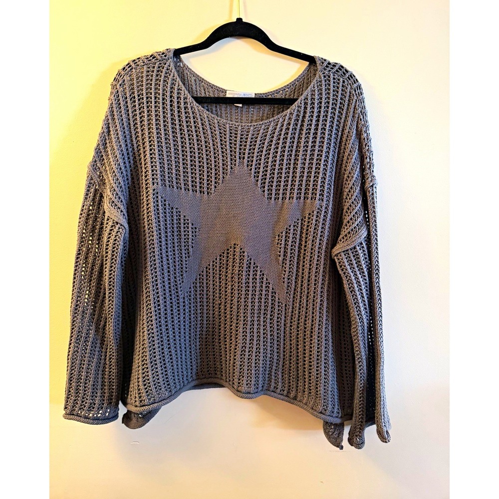 Accessories by Adrienne Green Open-Knit Star Pullover Sweater M